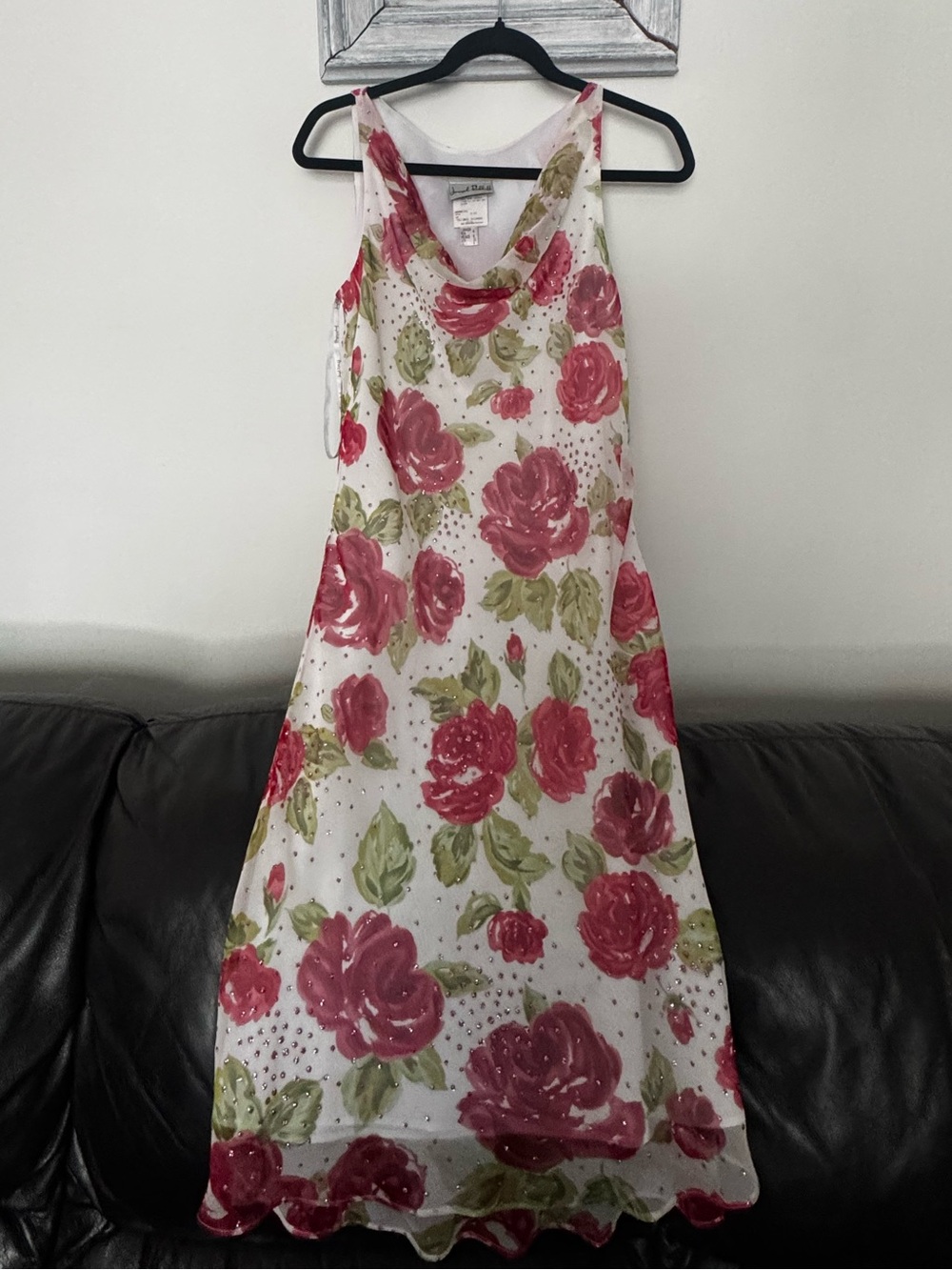 NWOT Vintage Joseph Ribkoff Floral Rhinestone Cowl Neck Midi Dress Sz 4